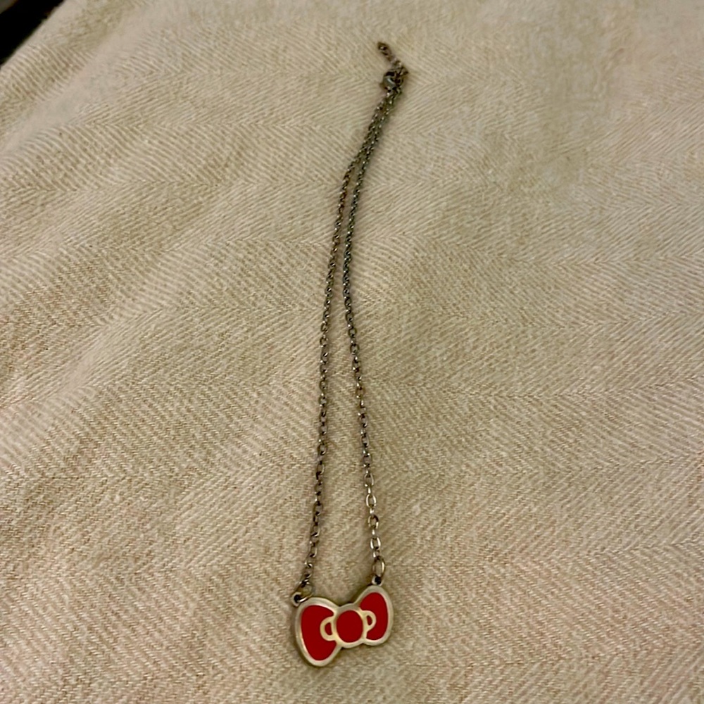Vintage Hello Kitty 13’ 76’ Necklace RARE PINK BOW